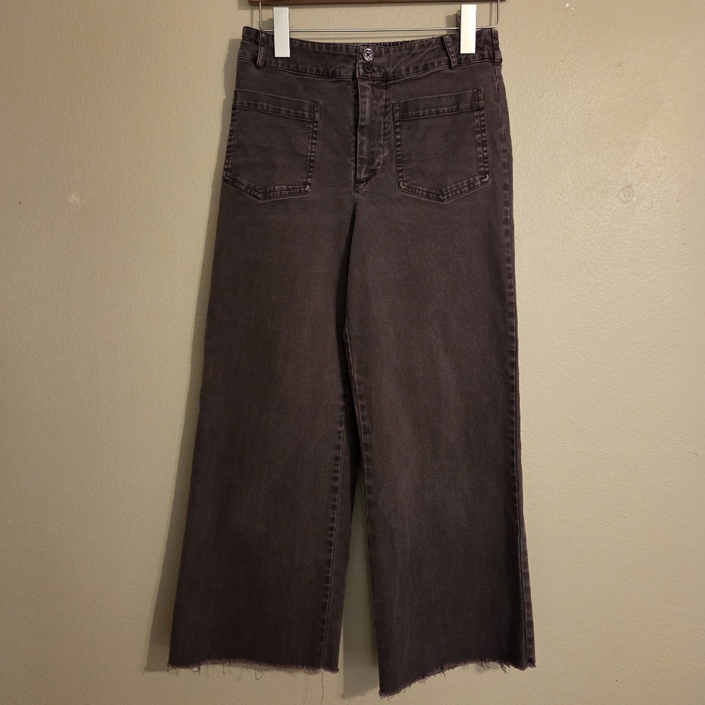 YOUNG FABULOUS & BROKE Brown Wide-Leg Cropped Sailor Front Trousers Women's SZ S
